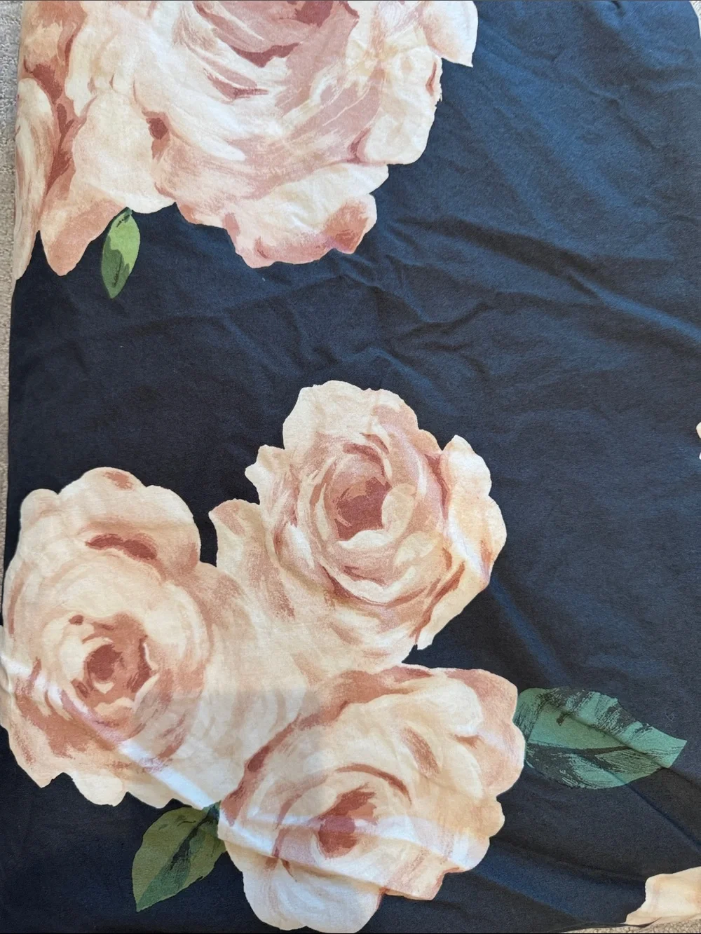 Pottery Barn Teen Black Duvet Cover with Pink Rose Print